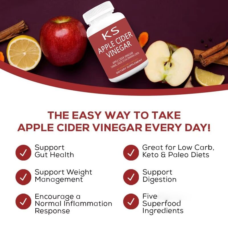 Beworths Natuurlijke Appelazijn Capsule Detox Supplement Sportvoeding Poeder voor effectief gewichtsbeheersing