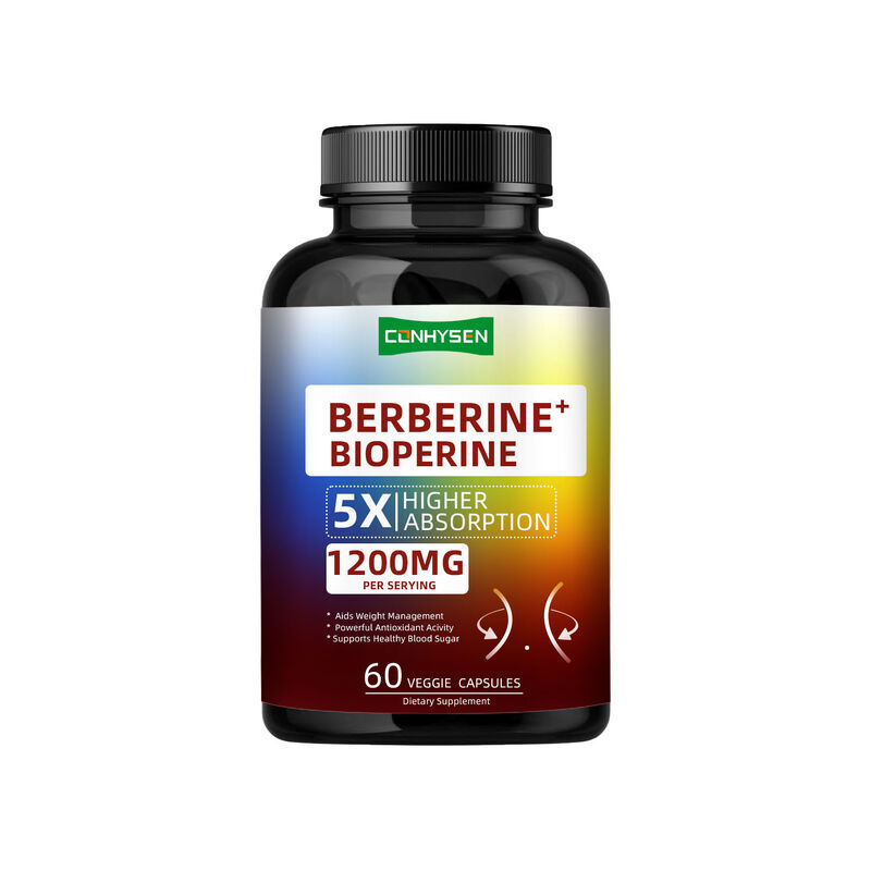 Hoogwaardige Berberine HCI Wortel Supplementen Capsules, Gezond Gewichtsbeheer Berberine Bioperine Capsules Voedingsvezels