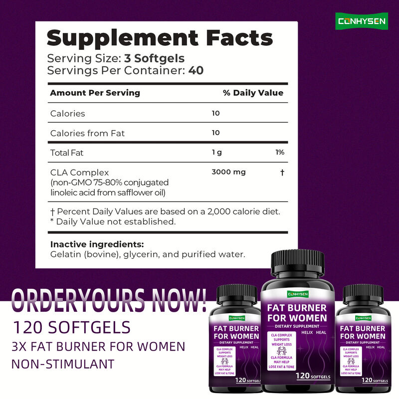 Private label vetverbrander capsules CLA complexe voedingssupplementen bevordert spieren voor vrouwen gewichtsverlies pillen voedingsvezels