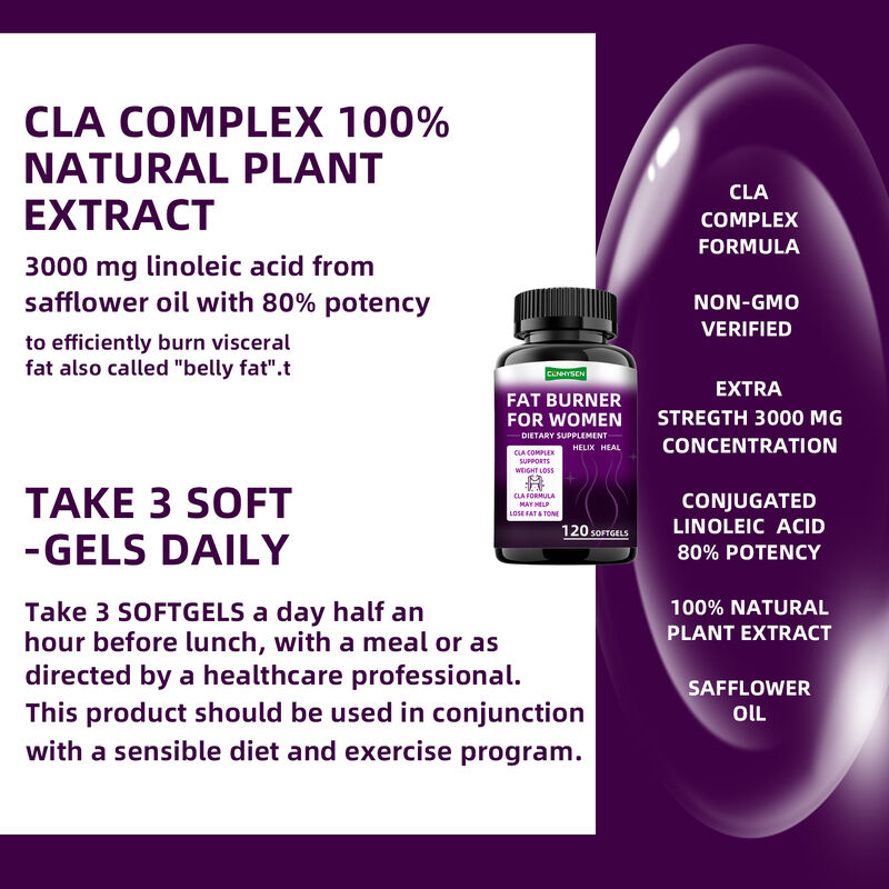 Private label vetverbrander capsules CLA complexe voedingssupplementen bevordert spieren voor vrouwen gewichtsverlies pillen voedingsvezels