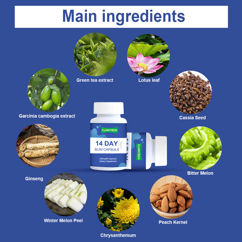 Private label 14 Day Slim Capsule ondersteunt spijsverteringsgezondheid en gewichtsverlies Voedingssupplement Detox capsules