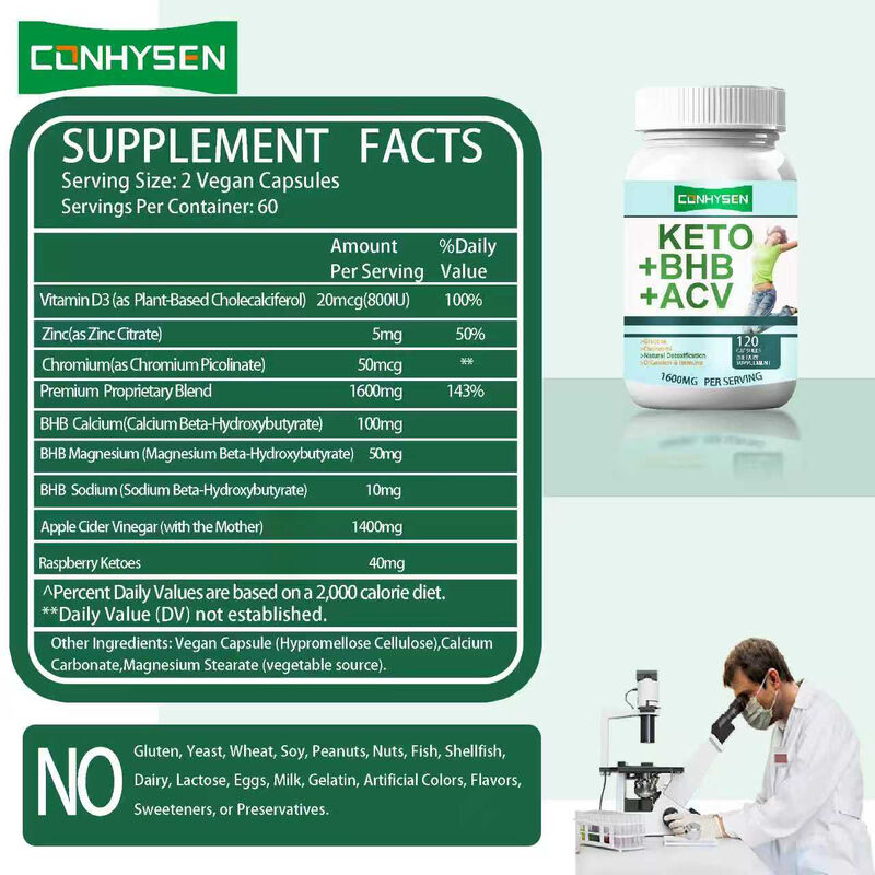 Privélabel Keto ACV BHB Voedingssupplementen met vezels Keto Bhb Capsules Gewichtsverlies Supplementen Voedingssupplementen