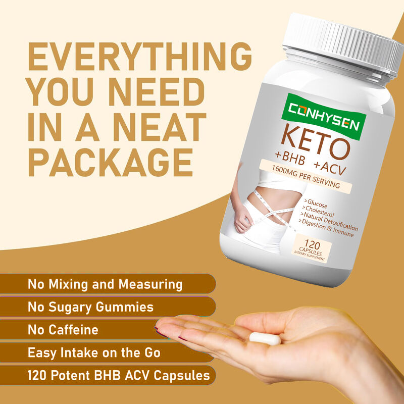 Private Label Keto+ACV+BHB Capsules met BHB & Appelciderazijn voor Gewichtsbeheersing, Energieboost, Focus, Vetverbrander