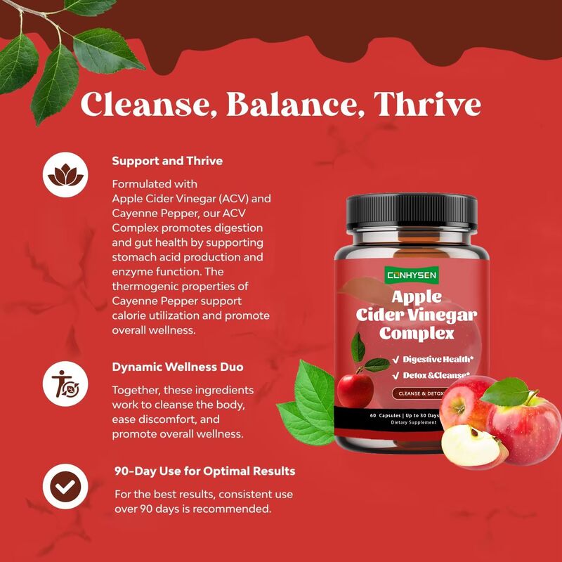 OEM Private Label Gewichtsbeheersing Gezondheidszorg Voedingssupplement voor vrouwen en mannen Appel azijn Complex Capsules