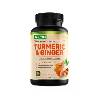 Kurkuma en gember Supplement capsules ondersteunen de spijsvertering 95% curcuminoïden extract