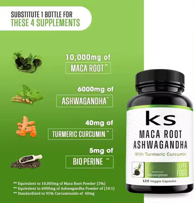 Mannelijke versterking capsules Maca wortel supplementen ontspannen zenuwen energie met ashwagandha