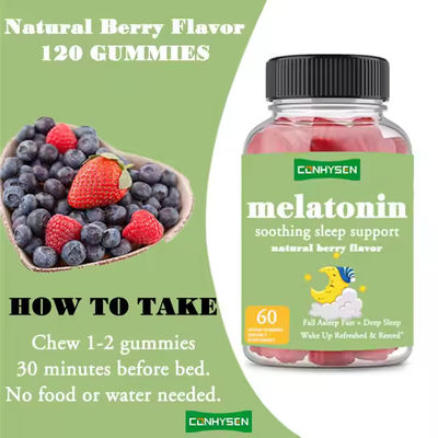 OEM-logo Melatonine Gummies voor rustgevende slaap Ondersteuning Stress verlichten