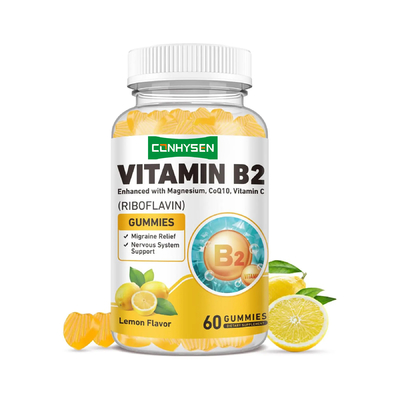 OEM ODM Suikervrij Magnesium Voedingsmiddelen Ondersteuning Nervensysteem Vitamine B2 Gummies