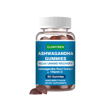 Ashwagandha Gummies met Vitamine D3 voor Spiergroei, 18 Maanden Houdbaarheid